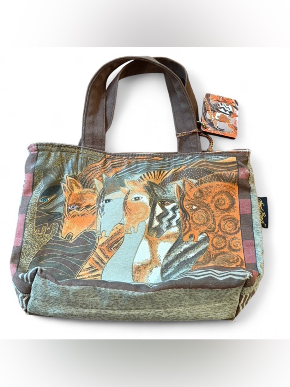 Laurel Burch Moroccan Mares Canvas Cotton Handbag Equestrian Horse Purse Bag